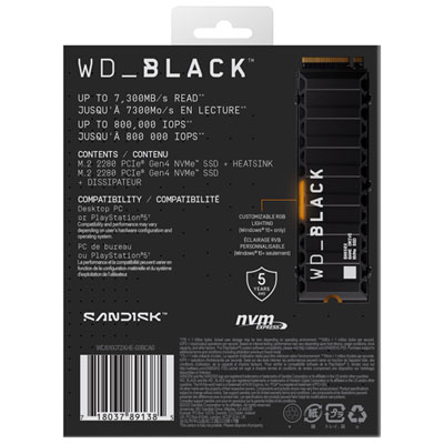 内蔵型SSD WD BLACK SN850X 1TB NVMe Gen4x4 PCIe SSD WD SN850X 1TB Internal SSD PCIe Gen 4 x4 NVMe with Heatsink for