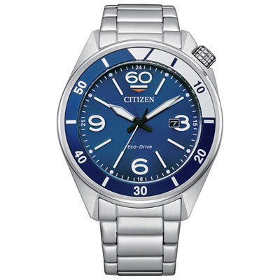 Image of Citizen Eco-Drive Sport Casual 44mm Men's Solar Powered Sport Watch - Silver-Tone/Blue