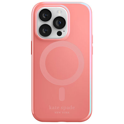 Image of kate spade new york Fitted Hard Shell Case with MagSafe for iPhone 14 Pro - Pink Lacquer
