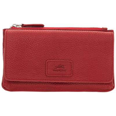Image of Mancini Pebble RFID Genuine Leather Bi-fold Wallet - Red
