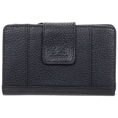 Mancini Pebble RFID Genuine Leather Bi-fold 17-Slot Clutch Wallet - Black