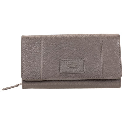 Image of Mancini Pebble RFID Genuine Leather Bi-fold 21-Slot Clutch Wallet - Grey