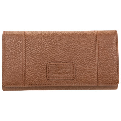 Pochette-Portefeuille Rfid À Trois Volets En Cuir Véritable Pebble De Mancini - Noir