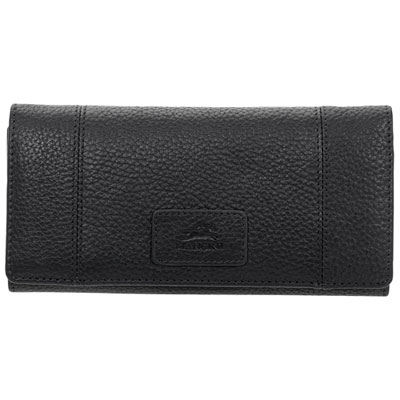 Mancini Pebble RFID Genuine Leather Tri-fold Clutch Wallet - Black