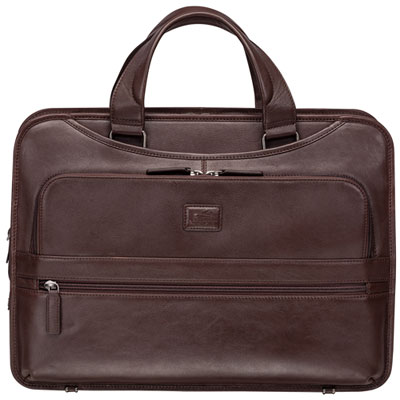 Mancini Milan 15.6" 3-Compartment Laptop Briefcase Bag - Brown