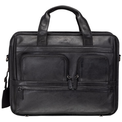 Mancini Milan 15.6" 2-Compartment Laptop Briefcase Bag - Black