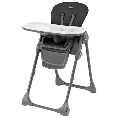 Image of Chicco Polly Space-Saving Foldable High Chair with Tray - Black