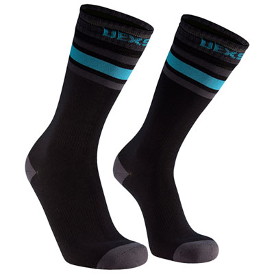 DexShell Ultra Dri Waterproof Sports Sock - Black/Aqua Blue - Large