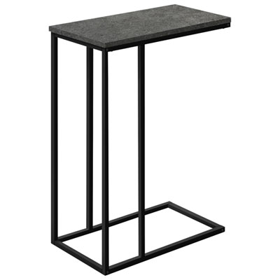 Monarch Contemporary Rectangular C-Shelf Accent Table - Grey Stone-Look