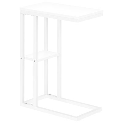Monarch Contemporary Rectangular 2-Shelf Accent Table - White/White