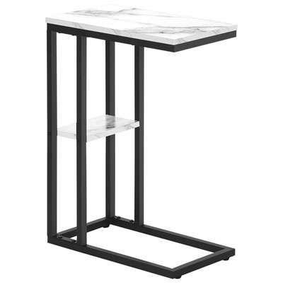 Table D'appoint Rectangulaire Contemporaine À 2 Tablettes De Monarch - Aspect De Marbre Blanc/noir
