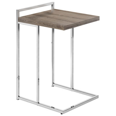 Monarch Thick-Panel Contemporary Rectangular Accent Table - Dark Taupe/Chrome