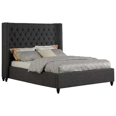 Olivia Traditional Upholstered Platform Bed - King - Grey