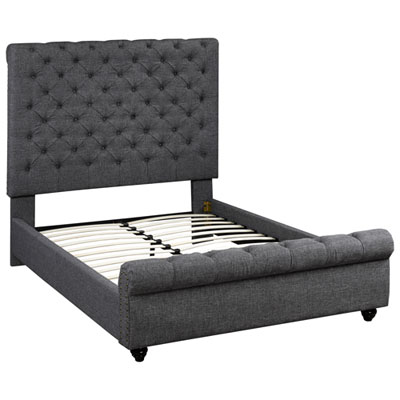 Evelyn Traditional Upholstered Platform Bed - Queen - Grey