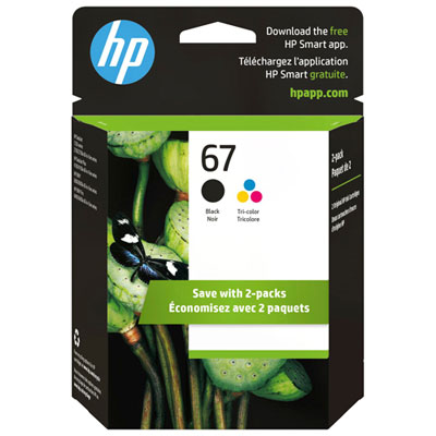 HP 67 Colour/Black Ink Cartridge - 2 Pack Ink last a long time for basic home printing