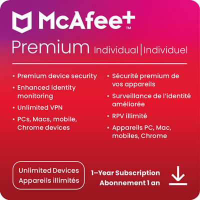 Image of McAfee+ Premium Individual (PC/Mac/Android/iOS) - Unlimited Devices - 1 Year - Digital Download