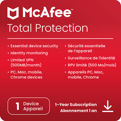 Image of McAfee Total Protection (PC/Mac/Android/iOS) - 1 Device - 1 Year - Digital Download