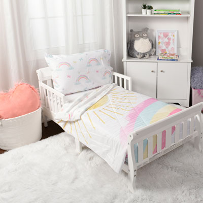 Image of Nemcor Rainbow 2-Piece Toddler Bedding Set - Sunshine and Rainbows