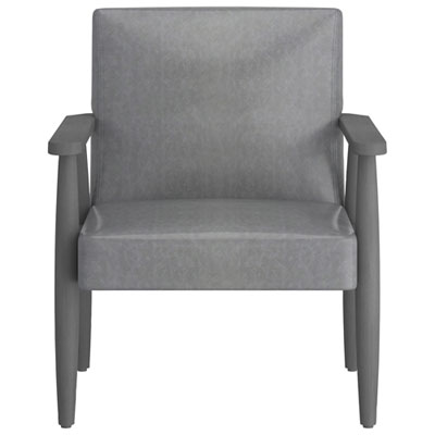 Image of Mid-Century Modern Faux Leather Accent Chair - Grey