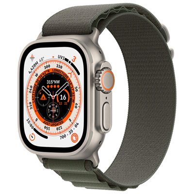Apple Watch Ultra (Gps + Cellular) Avec Boîtier De 49 Mm En Titane Et Bracelet Alpin Vert De Rogers - Moyen - Financement Mensuel