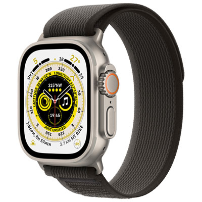 Rogers Apple Watch Ultra (GPS + Cellular) 49mm Titanium Case with Black/Grey Trail Loop - Medium/Large - Monthly Financing