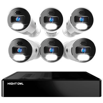 Image of Night Owl Wired 8-CH Indoor & Outdoor 4K Ultra HD IP Security System with 6 Cameras & Bluetooth - White