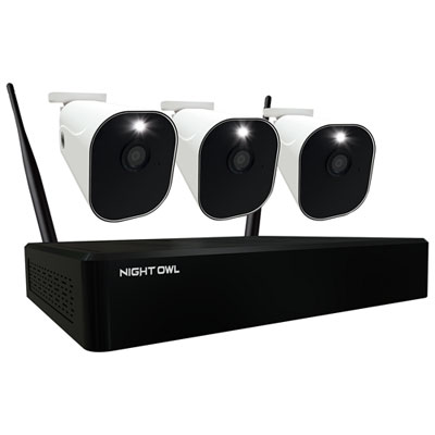 Image of Night Owl Wire-Free Indoor & Outdoor 1080p Full HD IP Security System with 3 Cameras - White