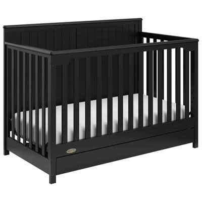 Image of Graco Hadley 4-in-1 Convertible Crib with Drawer - Black