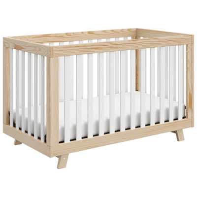 Natural wood 2025 and white crib