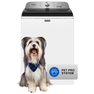 Maytag 5.4 Cu. Ft. (IEC) Top Load Washer Auto Sensing Deep Fill with Pet Pro, Deep Water Wash, and Vibration Control System (MVW6500MW) - White