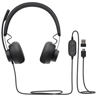 Logitech Zone 750 Wired Noise-Cancelling On-Ear Headset - Graphite Work from home, noise cancelling