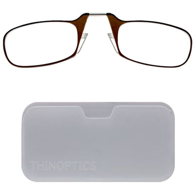 ThinOptics Universal Pod Reading Glasses with Case - 1.0 Strength - Brown