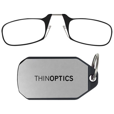 ThinOptics Readers Reading Glasses with Keychain Case - 2.5 Strength - Black