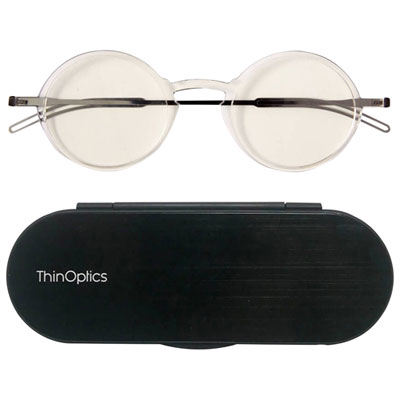 ThinOptics Manhattan Reading Glasses with Milano Case - 1.0 Strength - Clear