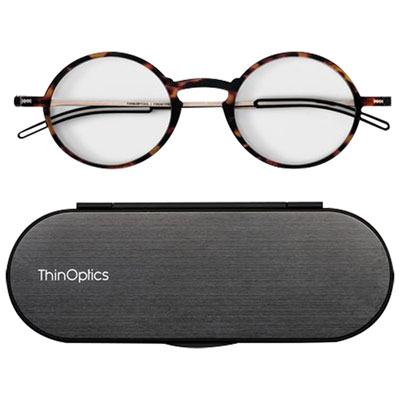 ThinOptics Manhattan Reading Glasses with Milano Case - 2.5 Strength - Tortoise