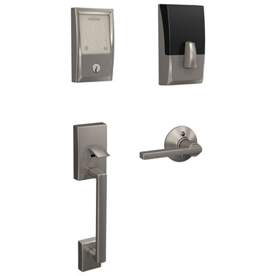 Image of Schlage Encode WiFi Smart Lock Deadbolt & Door Handleset - Satin Nickel - Only at Best Buy