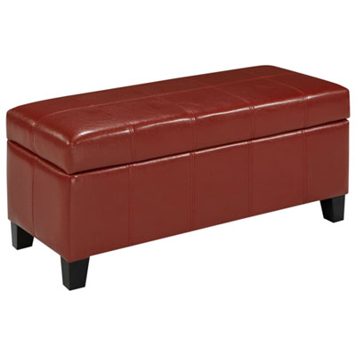 Image of Brassex Traditional Storage Ottoman - Red