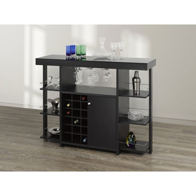 Image of Brassex Soho Contemporary Bar Cabinet - Black