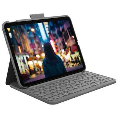 Logitech Slim Folio Keyboard Case with Integrated Bluetooth Keyboard for iPad (10th Gen & A16 Chip) - Oxford Grey Best keyboard