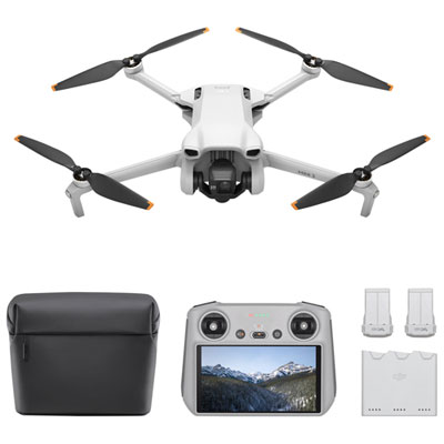 DJI Mini 3 Quadcopter Drone Fly More Combo & Remote Control with Built-in Screen (DJI RC) - Grey Fun toy