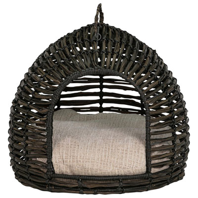 Image of Bowser & Meowser Resin Wicker Hideaway Pet Bed with Handle