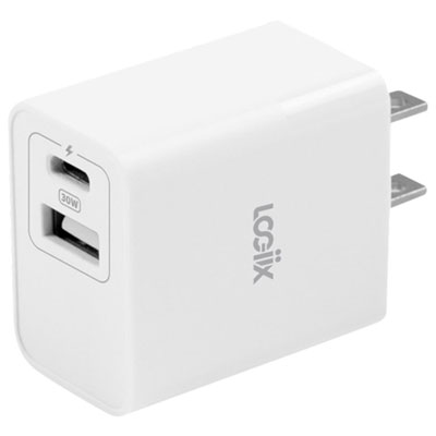 Chargeur Mural À Ports Usb-A/usb-C De 30 W Power Cube Duo De Logiix - Blanc