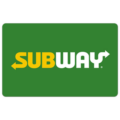 Subway Gift Card - $100 - Digital Download