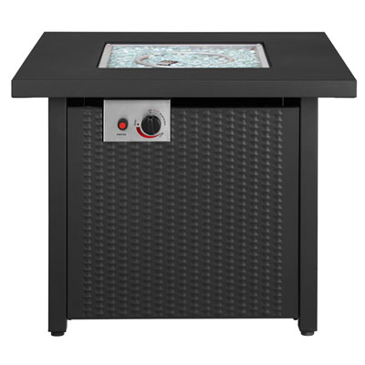 Insignia 30" Square Propane/Natural Gas Fire Pit Table - 50,000 BTU - Black - Only at Best Buy Changing out the lava rock to glass rocks