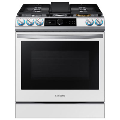 "Open Box - Samsung BESPOKE 30"" Slide-In Gas Air Fry Range (NX60BB871112AA) - White - Perfect Condition"