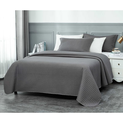 Millano Collection Classic 2-Piece Quilt Set - Single/Twin - Dark Grey