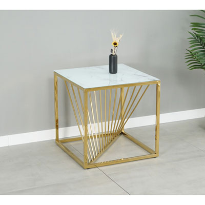 Image of Kingston Contemporary Square Console Table - Gold