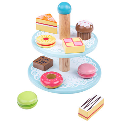 Image of Bigjigs Toys Cake Stand with Toy Cakes