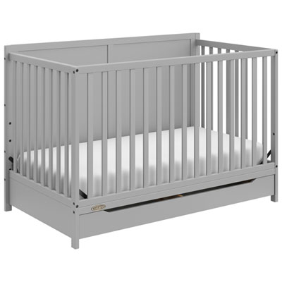 Graco Melrose 5-in-1 Convertible Crib with Drawer - Pebble Grey The crib is beautiful and super light, I love the drawer at the bottom works great for blankets or extra