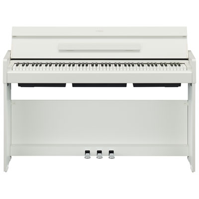 Yamaha ARIUS Slim 88-Key Weighted Action Digital Piano with Stand & 3 Pedals (YDPS35) - White